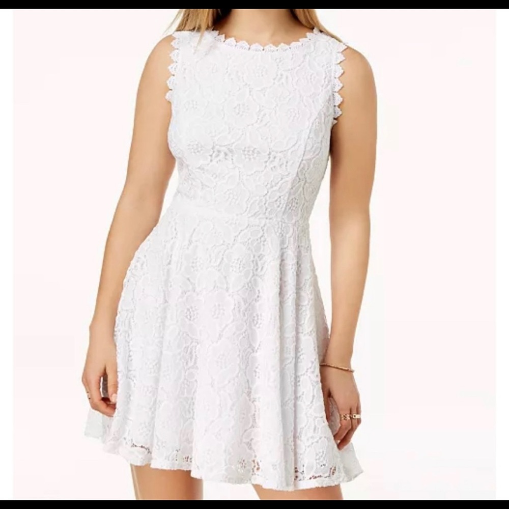 White lace fit and flare dress